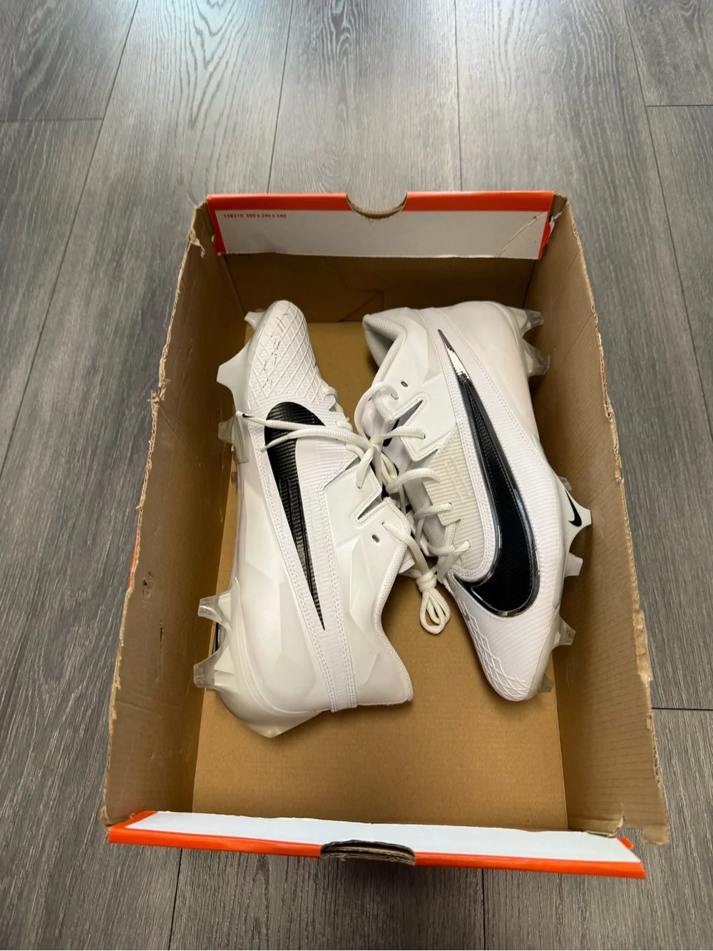 Nike Vapor Edge Elite 360 2 White Black Football Cleats FJ6125-100 Size 11 WIDE